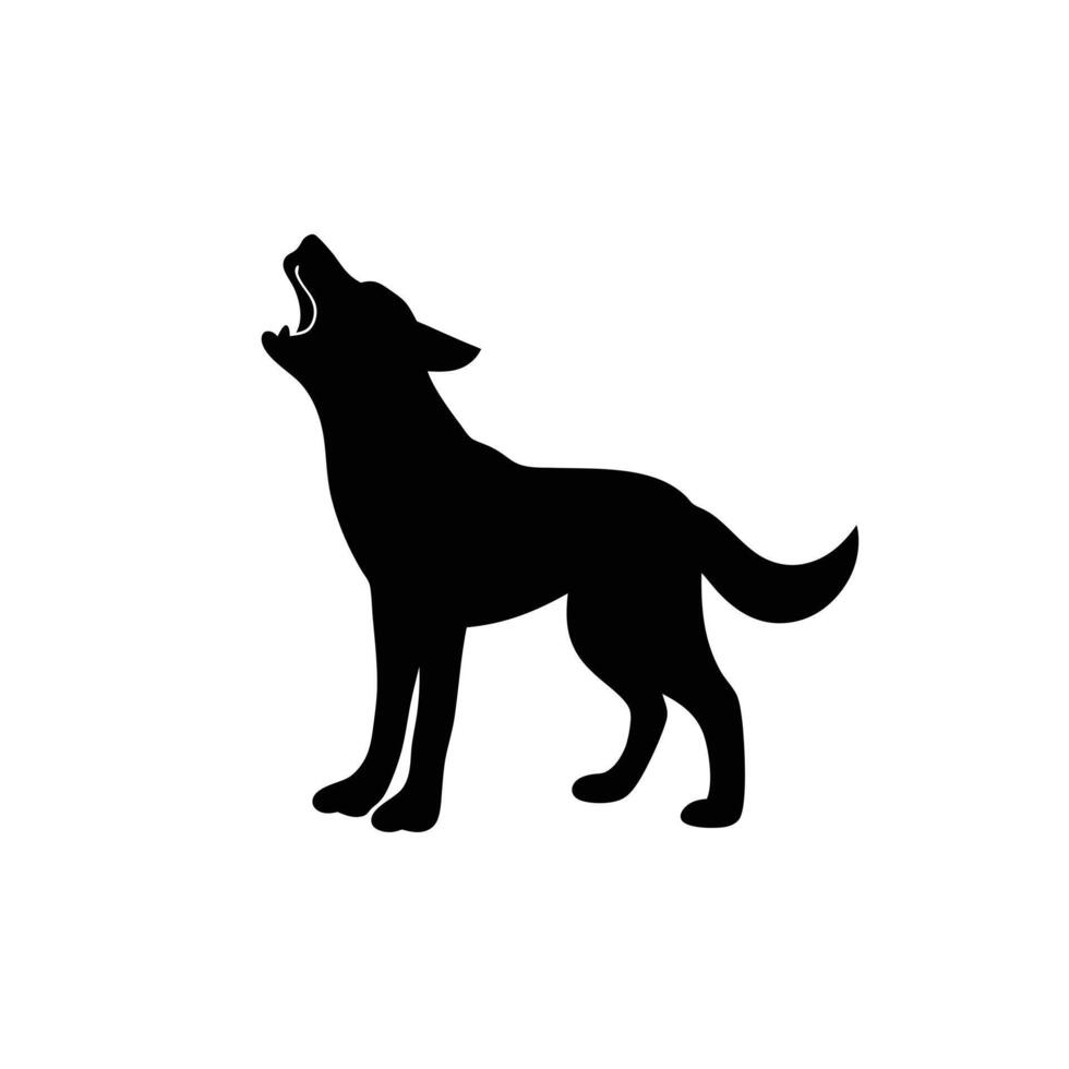 Black dog silhouette, a wild domestic mammal illustration vector