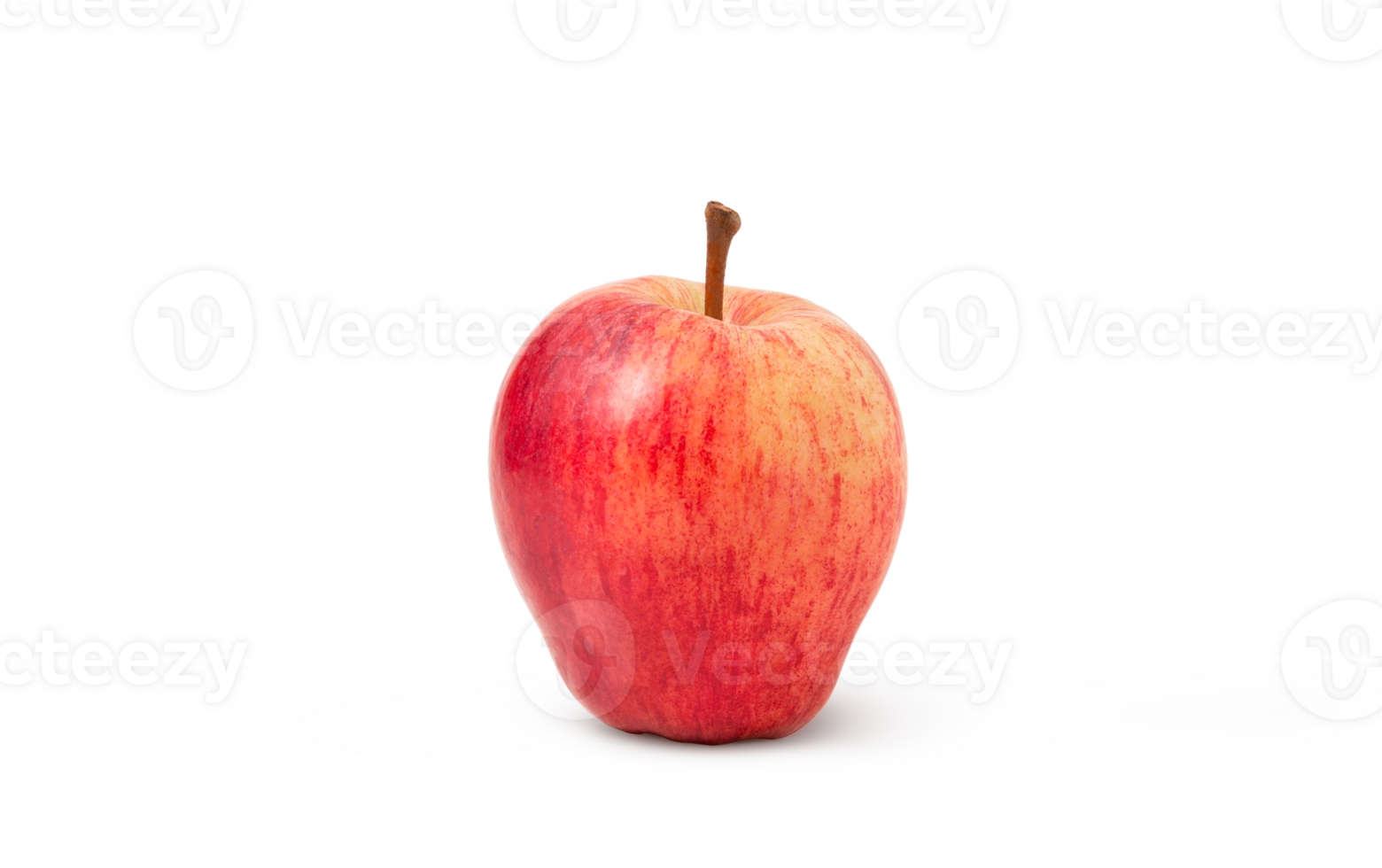 Pink apple isolated with shadow. Red fresh apple with stem. png