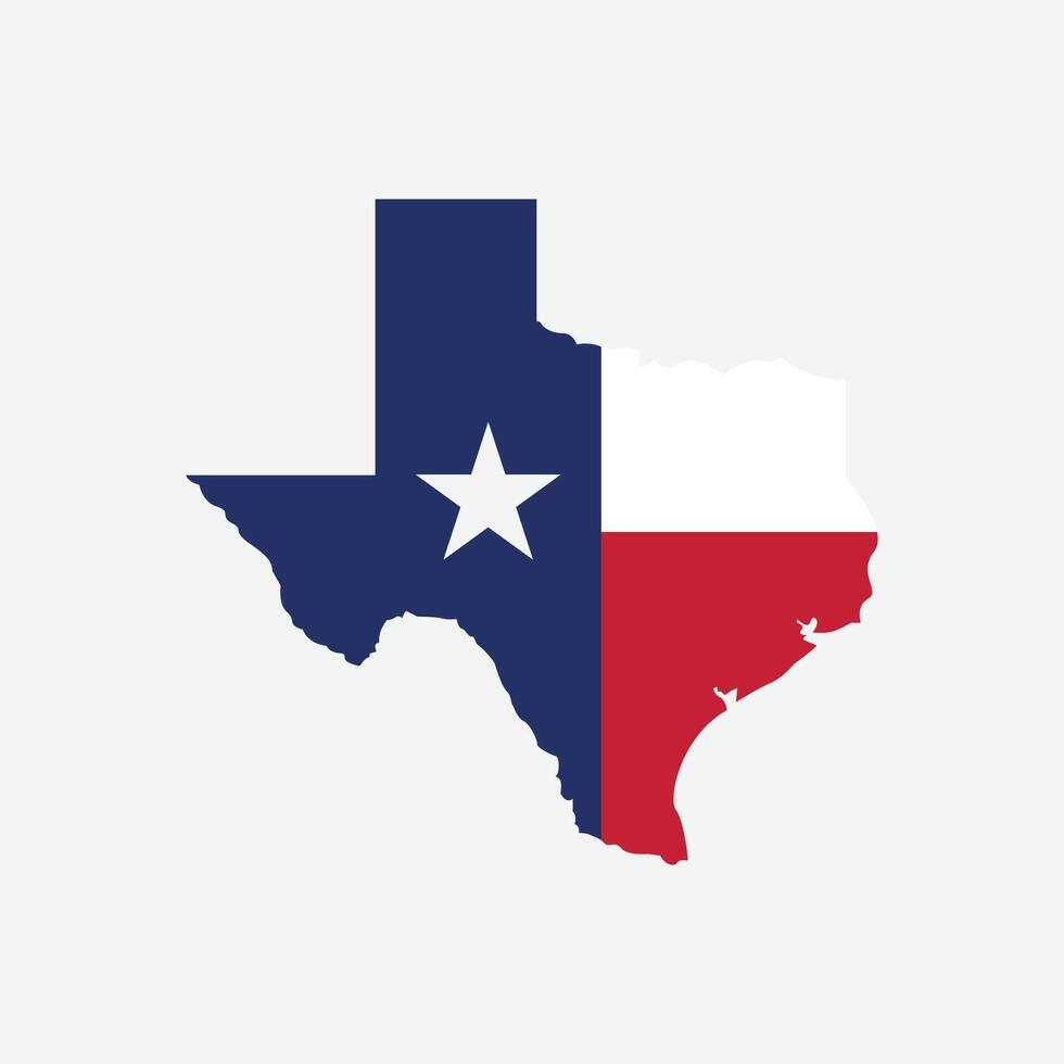 Flat Illustration of Texas state flag. Texas state flag with map. vector