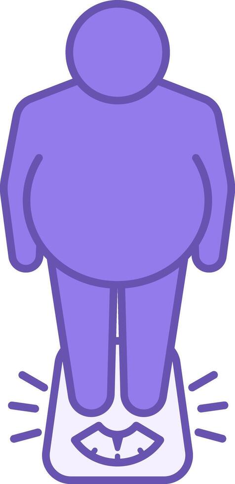 Colored Body Weight Icon. Illustration. Fat Man Standing On Scales. Measuring Weight. Healthy Lifestyle. Nutrition Concept vector