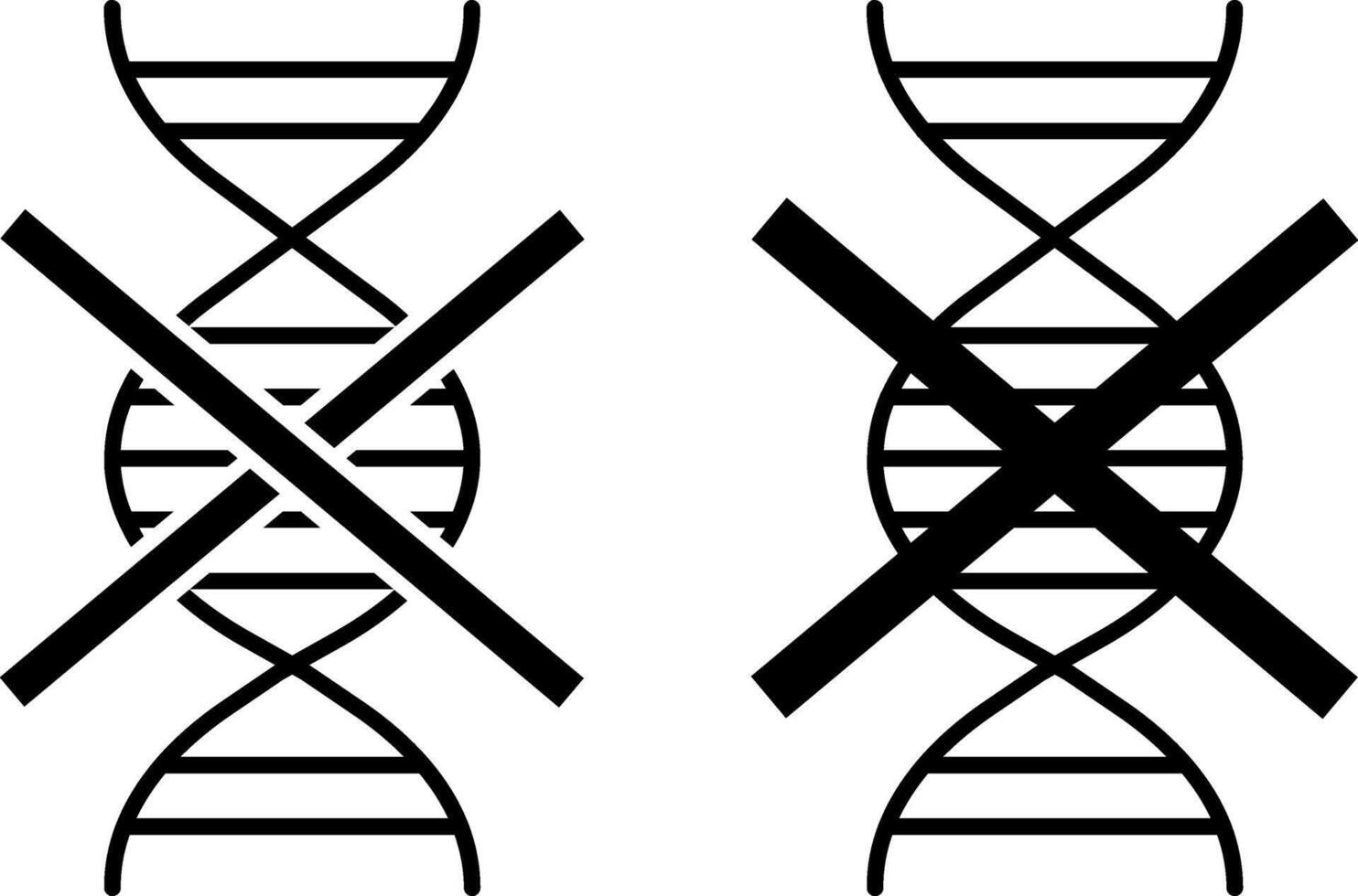 GMO Free Icons. Black and White Illustrations. Products Without Using Genetically Modified Organisms. DNA. Healthy Lifestyle. Nutrition Concept vector