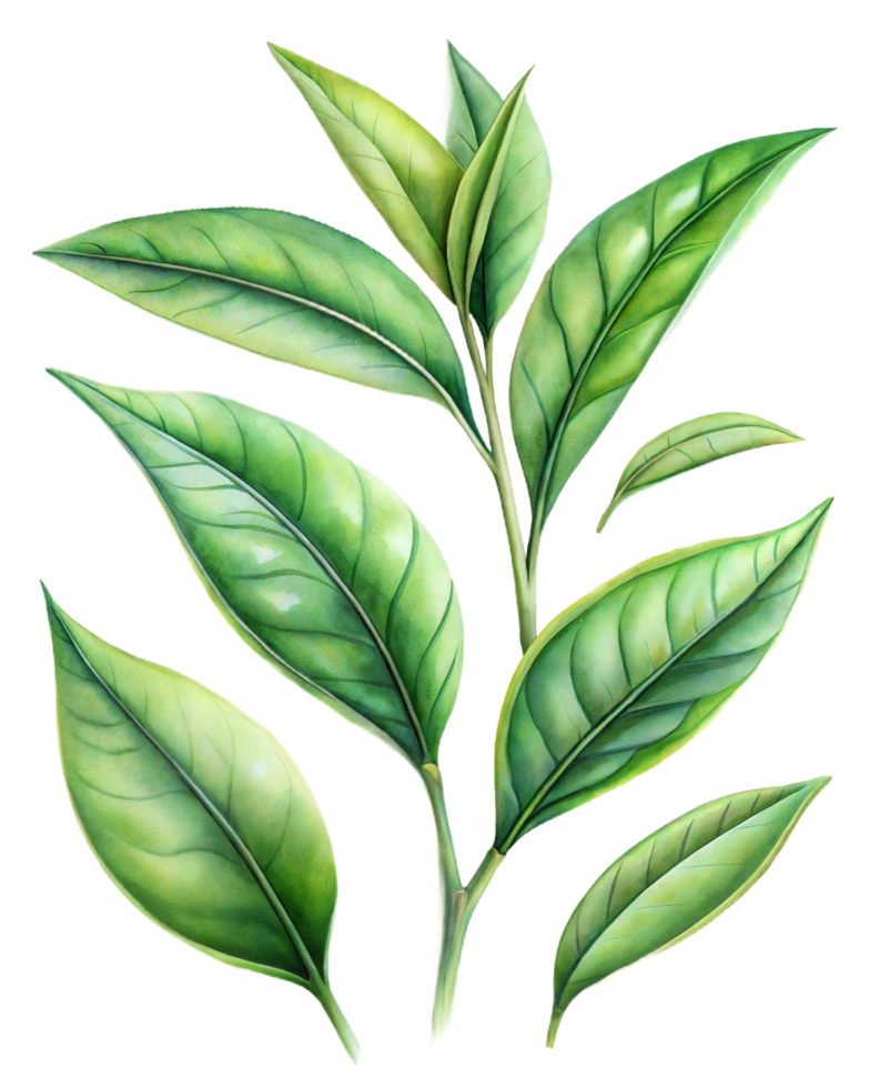 A drawing of a green tea leaf png