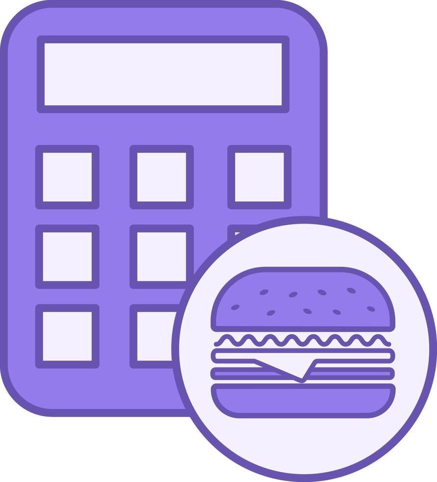 Colored Count Calories Icon. Illustration. Calculator and Hamburger. Healthy Lifestyle. Nutrition Concept vector