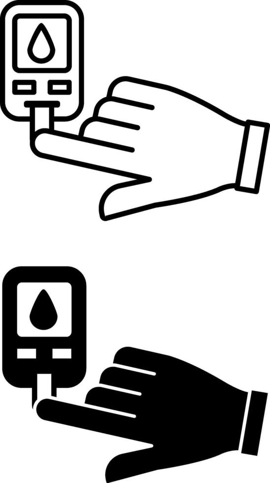 Blood Sugar Icons. Black and White Illustration. Determining Blood Sugar Level with a Glucometer. Healthy Lifestyle and Medicine. Nutrition Concept vector