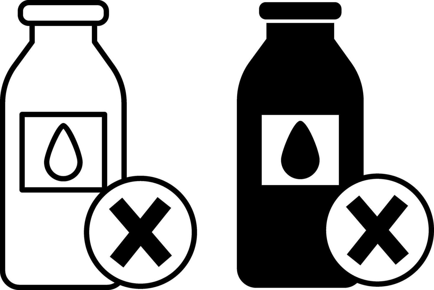 Lactose Free Icons. Black and White Illustration. Lactose Free Milk. Label For Packaging. Healthy Lifestyle. Nutrition Concept vector