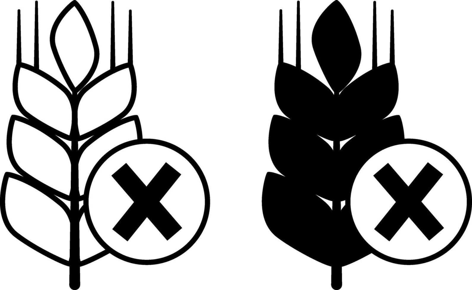 Gluten Free Icons. Black and White Illustration. Gluten Free Product. Label for Packaging. Nutrition Concept vector