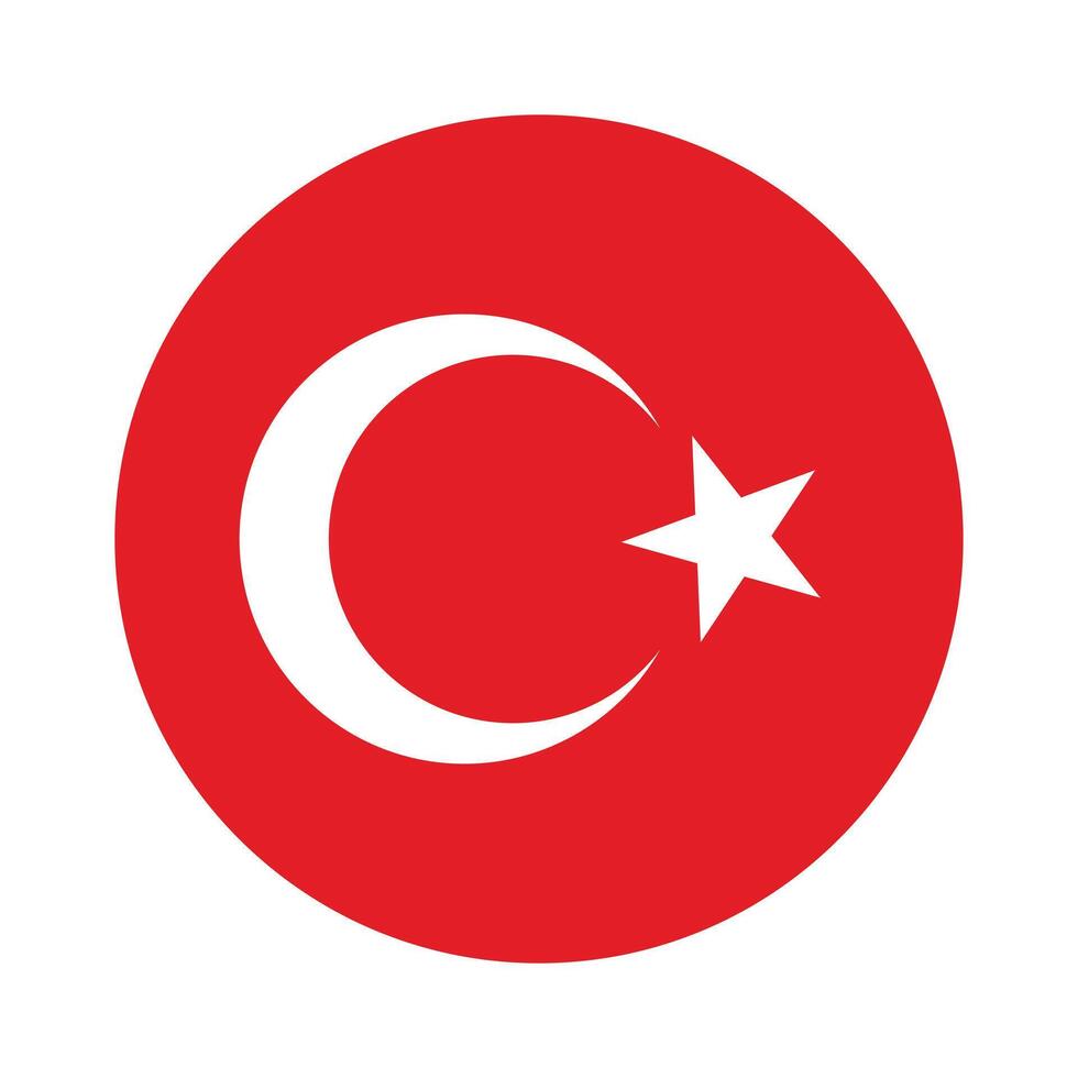 Turkey Flag icon, Round flag icon design, The official National Flag of Turkey. background of turkey flag. vector