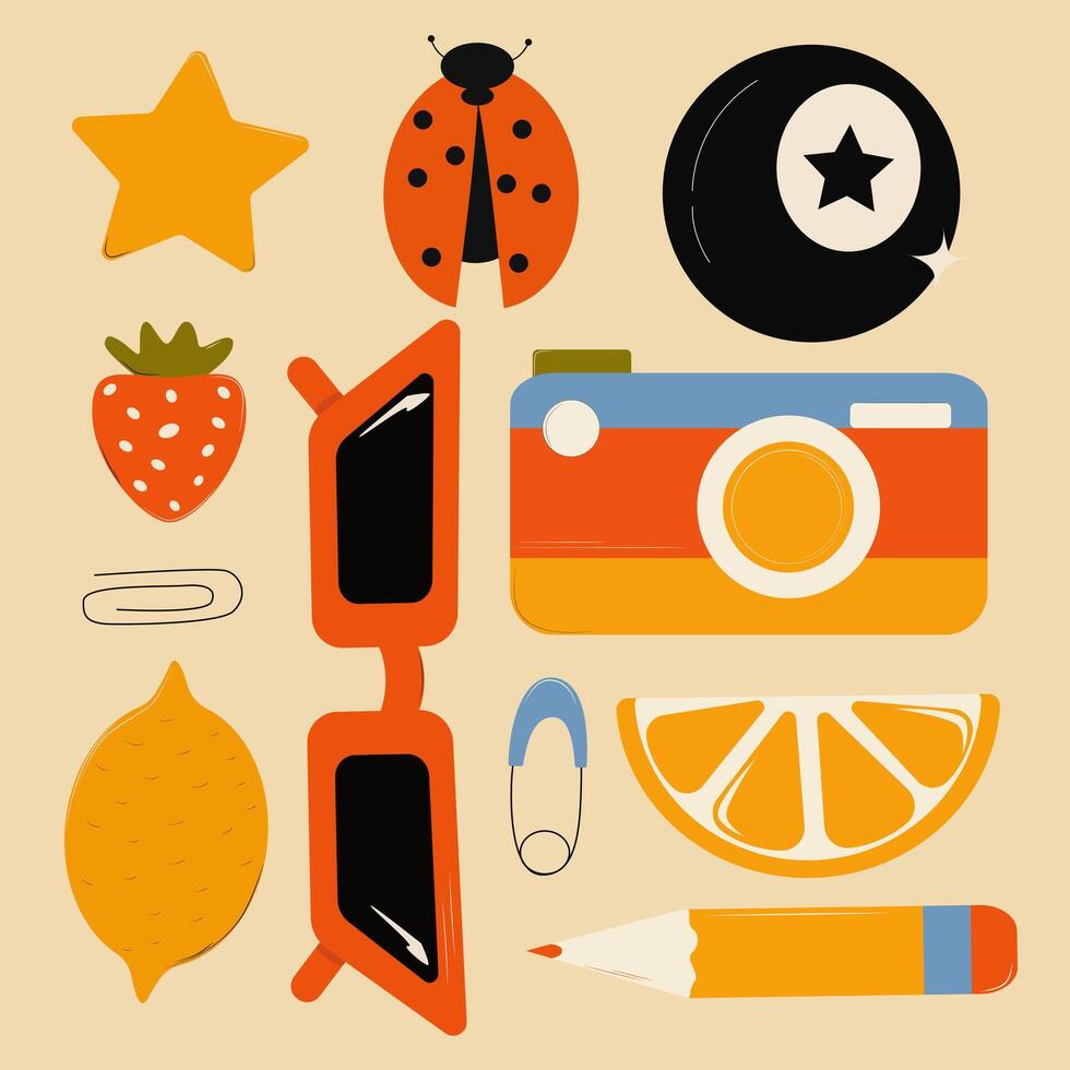Set of stickers on the theme of summer vector