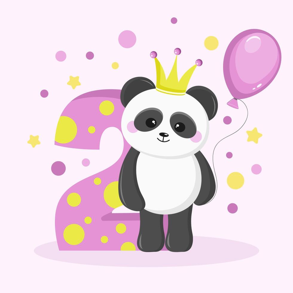 Birthday card for a girl 2 years old vector