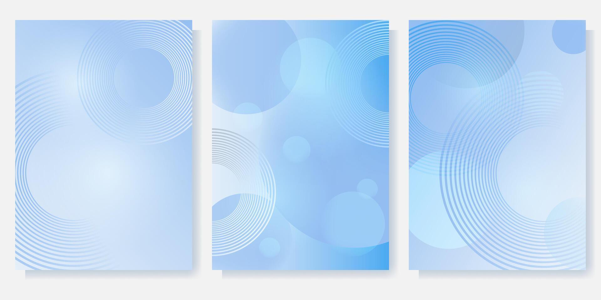 Set of abstract blue backgrounds with cyclic circles vector