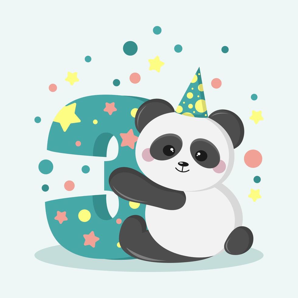 Birthday card for a boy 3 years old vector