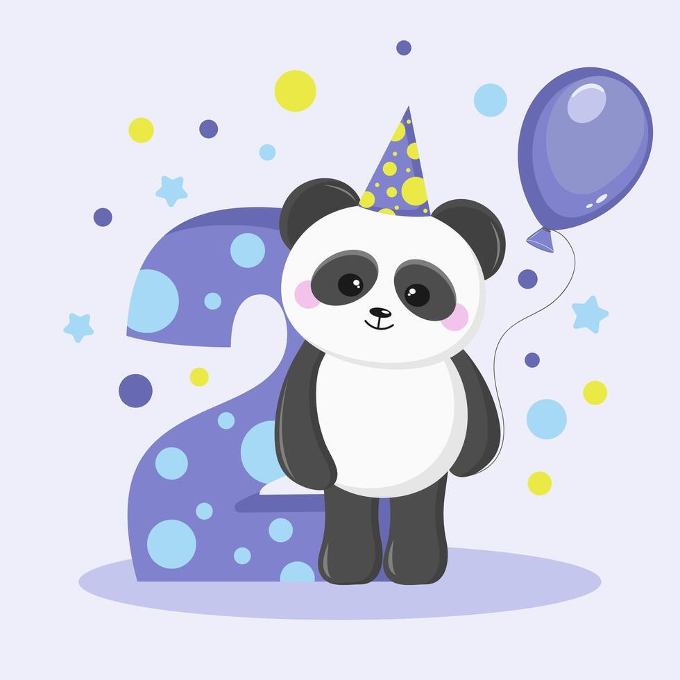 Birthday card for a boy 2 years old vector