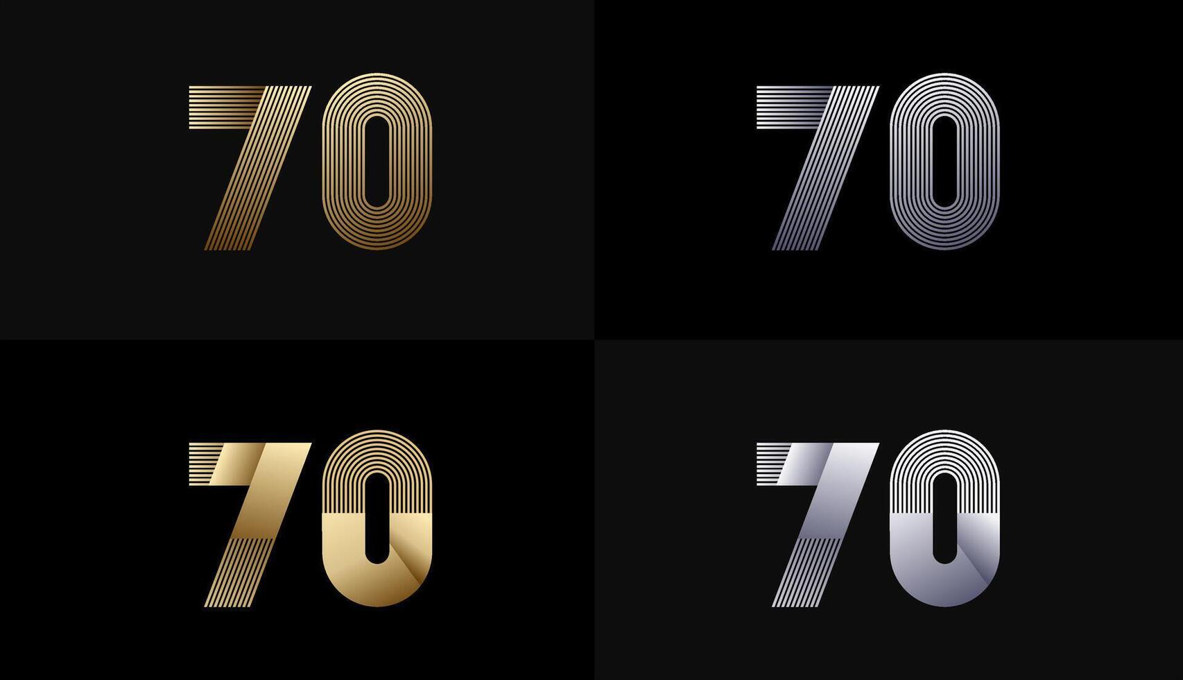 Number Design Line Stripes in Luxury Gold 70th, 70th Years Anniversary with Gold Metallic Line ,Luxury, Line and shape concept. vector