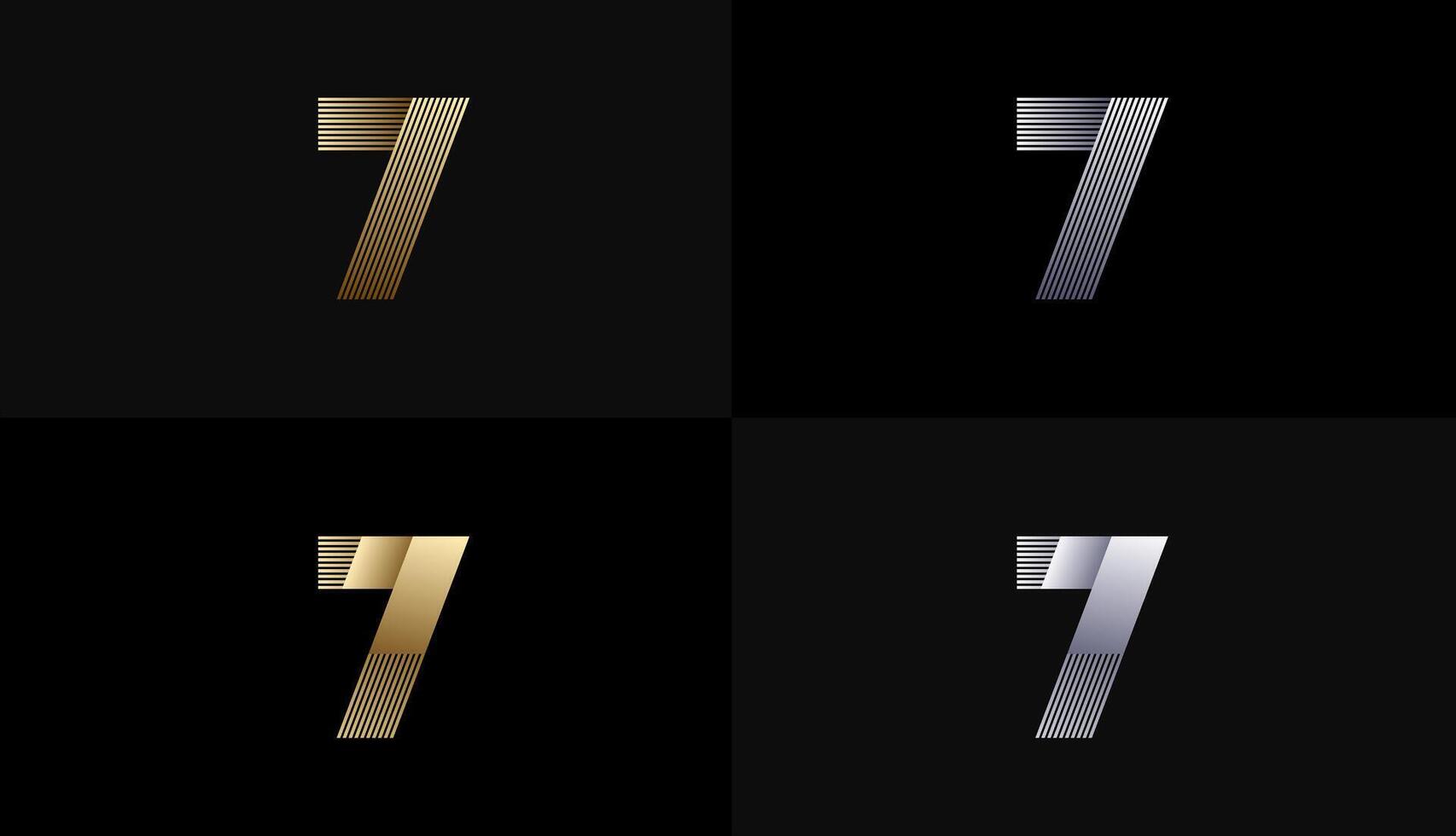 Number Design Line Stripes in Luxury Gold 7th, 7th Years Anniversary with Gold Metallic Line ,Luxury, Line and shape concept. vector
