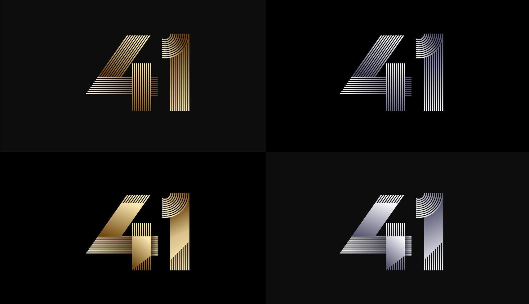 Number Design Line Stripes in Luxury Gold 41th, 41th Years Anniversary with Gold Metallic Line ,Luxury, Line and shape concept. vector