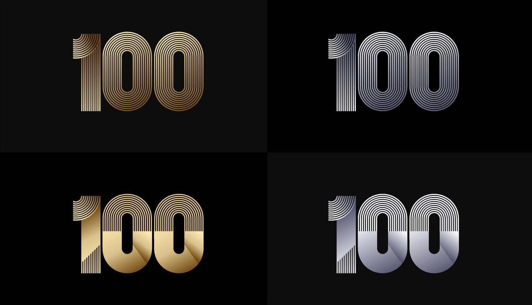 Number Design Line Stripes in Luxury Gold 100th, 100th Years Anniversary with Gold Metallic Line ,Luxury, Line and shape concept. vector