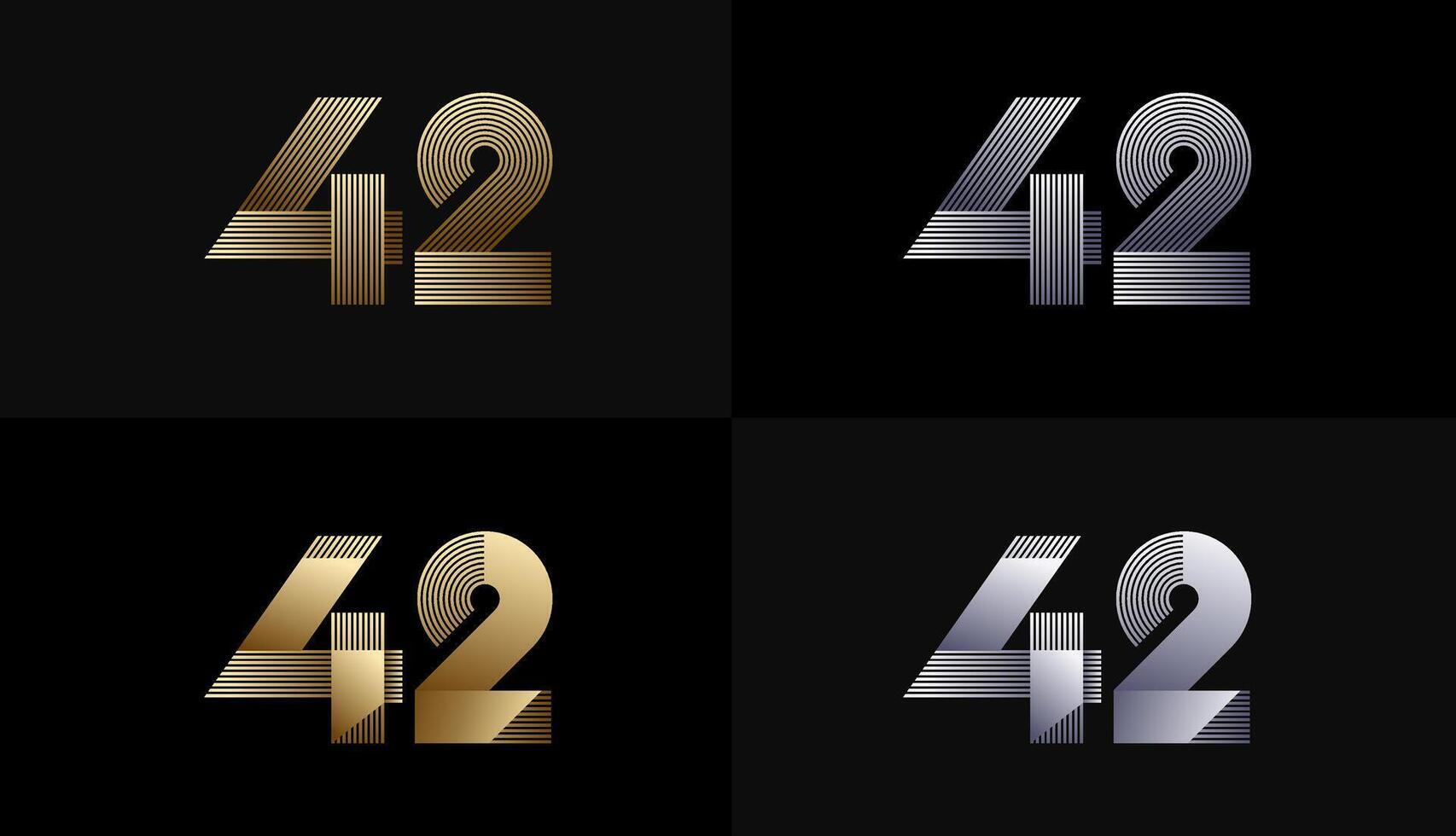 Number Design Line Stripes in Luxury Gold 42th, 42th Years Anniversary with Gold Metallic Line ,Luxury, Line and shape concept. vector