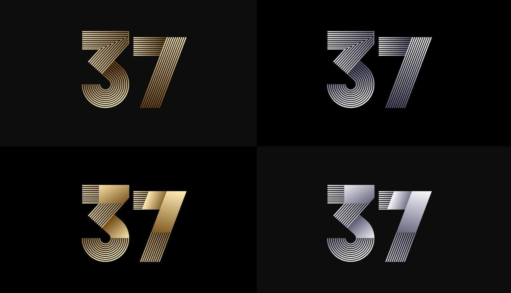 Number Design Line Stripes in Luxury Gold 37th, 37th Years Anniversary with Gold Metallic Line ,Luxury, Line and shape concept. vector
