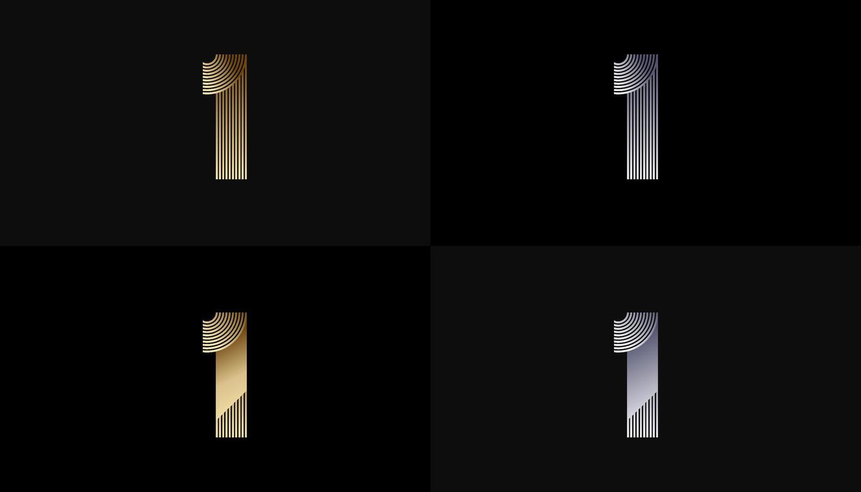 Number Design Line Stripes in Luxury Gold 1st, 1st Years Anniversary with Gold Metallic Line ,Luxury, Line and shape concept. vector