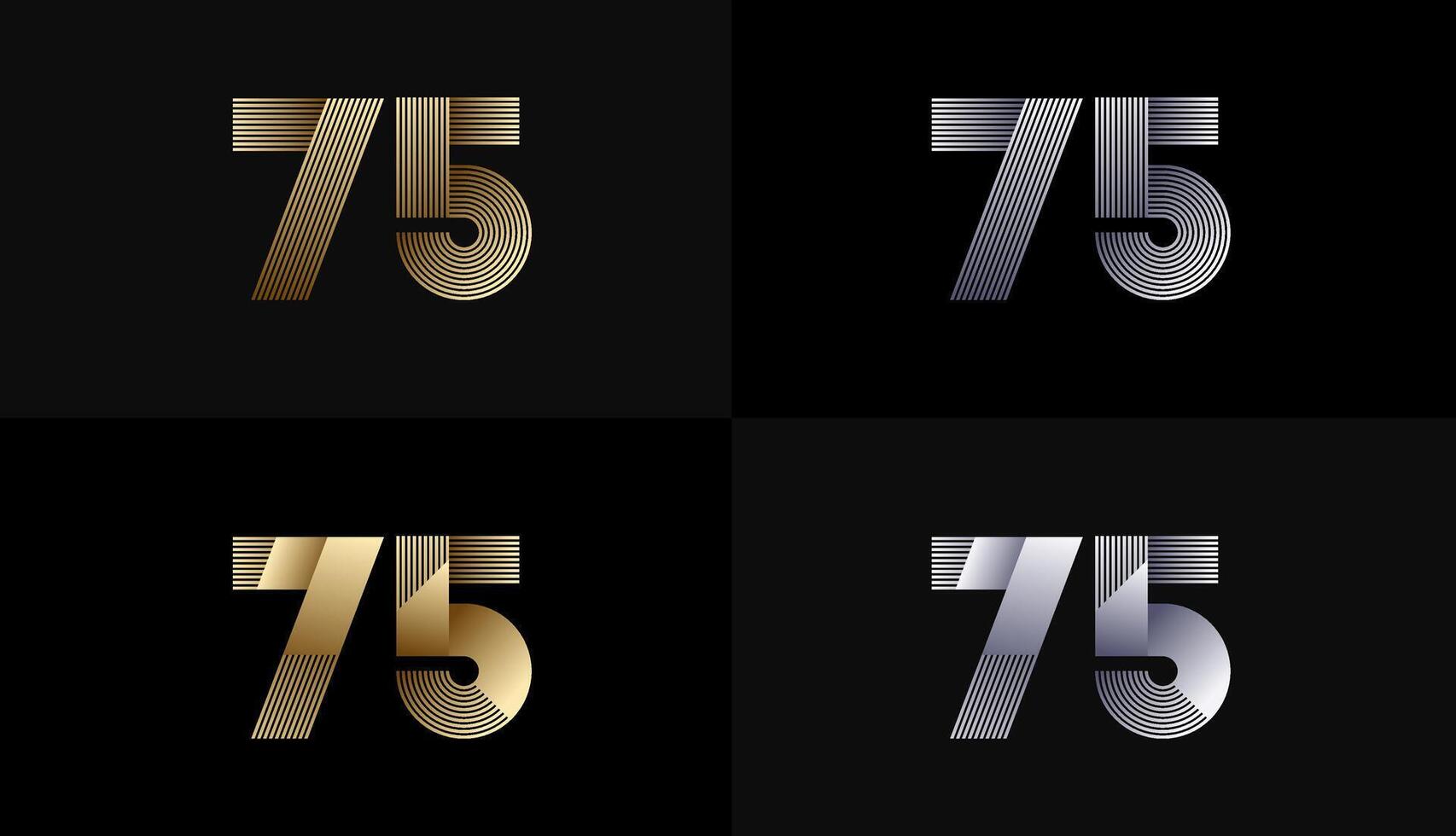 Number Design Line Stripes in Luxury Gold 75th, 75th Years Anniversary with Gold Metallic Line ,Luxury, Line and shape concept. vector