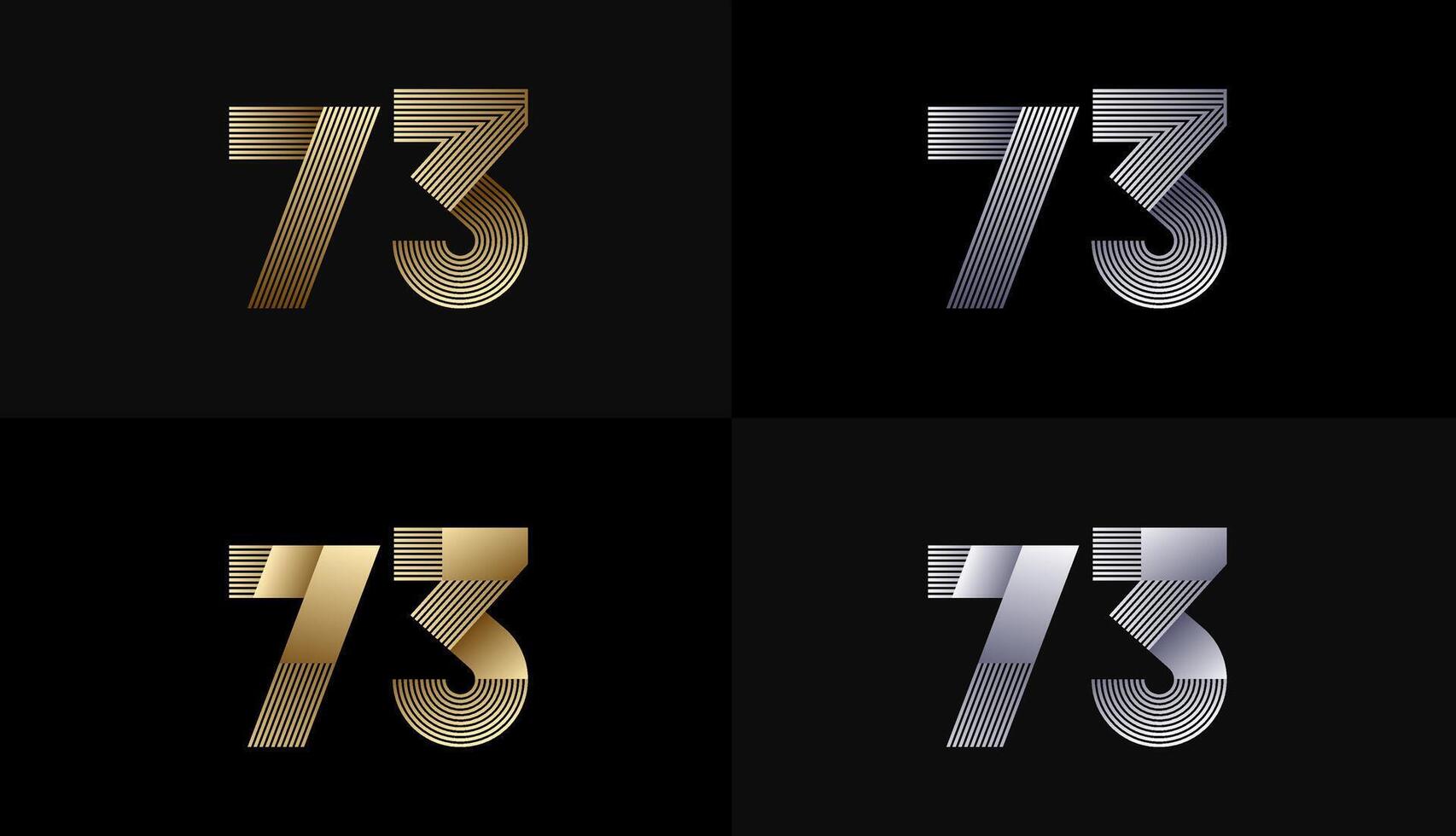 Number Design Line Stripes in Luxury Gold 73th, 73th Years Anniversary with Gold Metallic Line ,Luxury, Line and shape concept. vector