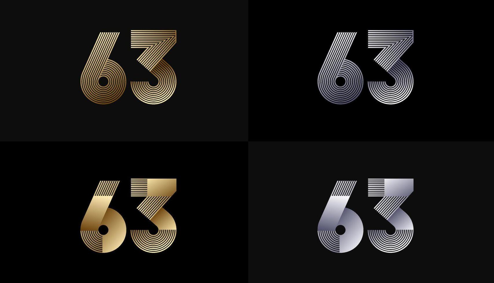 Number Design Line Stripes in Luxury Gold 63th, 63th Years Anniversary with Gold Metallic Line ,Luxury, Line and shape concept. vector