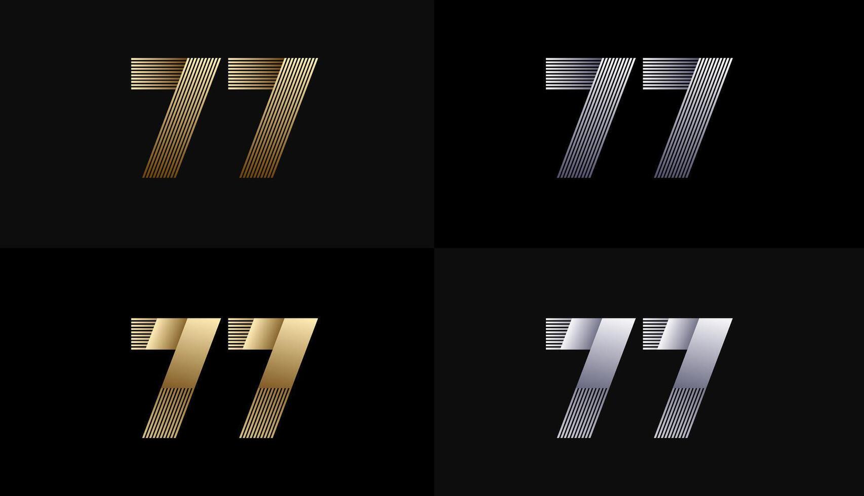 Number Design Line Stripes in Luxury Gold 77th, 77th Years Anniversary with Gold Metallic Line ,Luxury, Line and shape concept. vector