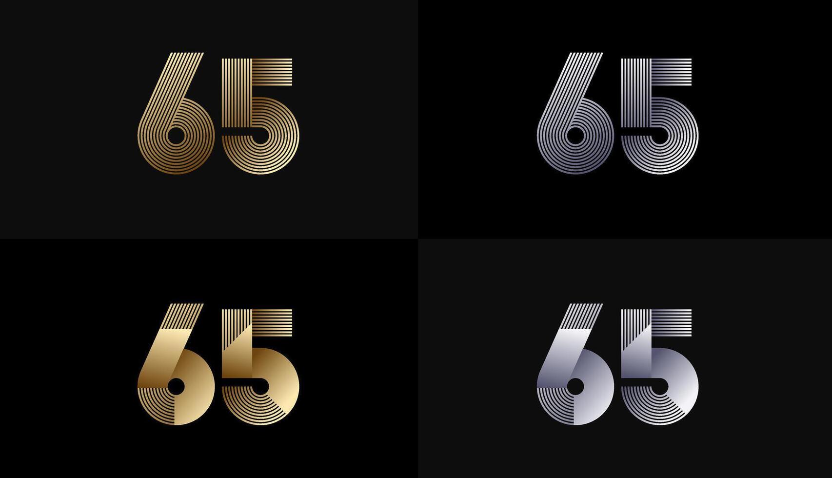 Number Design Line Stripes in Luxury Gold 65th, 65th Years Anniversary with Gold Metallic Line ,Luxury, Line and shape concept. vector