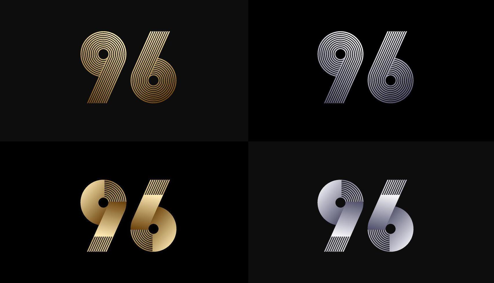 Number Design Line Stripes in Luxury Gold 96th, 96th Years Anniversary with Gold Metallic Line ,Luxury, Line and shape concept. vector