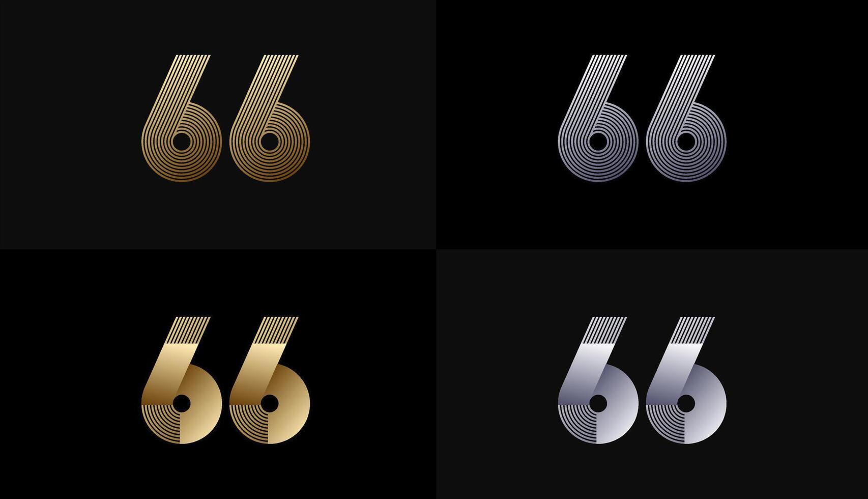 Number Design Line Stripes in Luxury Gold 66th, 66th Years Anniversary with Gold Metallic Line ,Luxury, Line and shape concept. vector