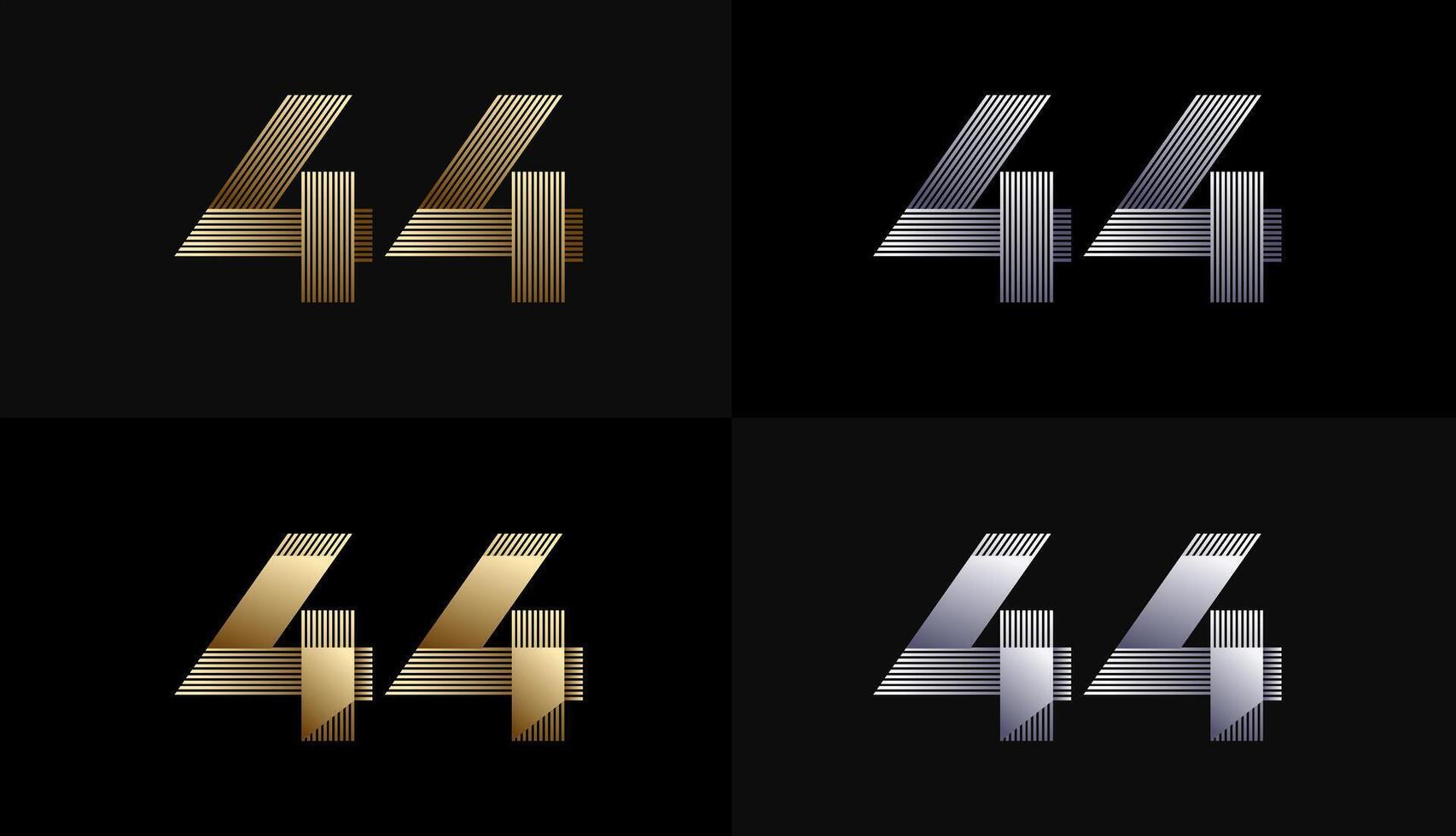 Number Design Line Stripes in Luxury Gold 44th, 44th Years Anniversary with Gold Metallic Line ,Luxury, Line and shape concept. vector