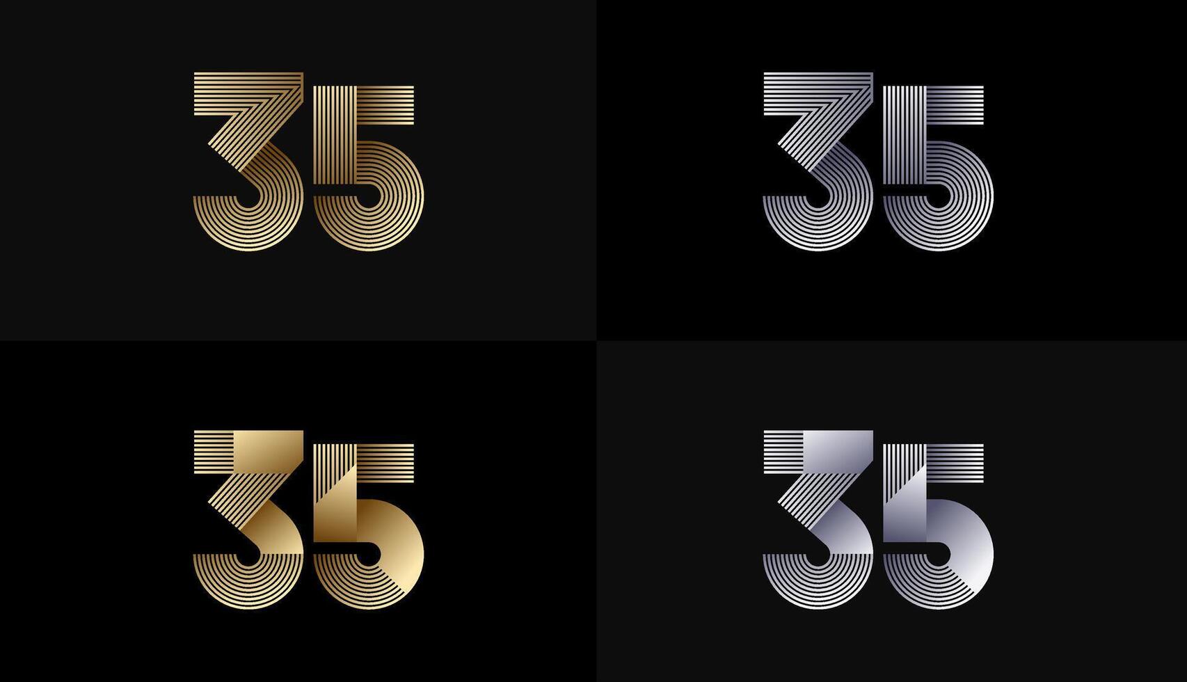 Number Design Line Stripes in Luxury Gold 35th, 35th Years Anniversary with Gold Metallic Line ,Luxury, Line and shape concept. vector