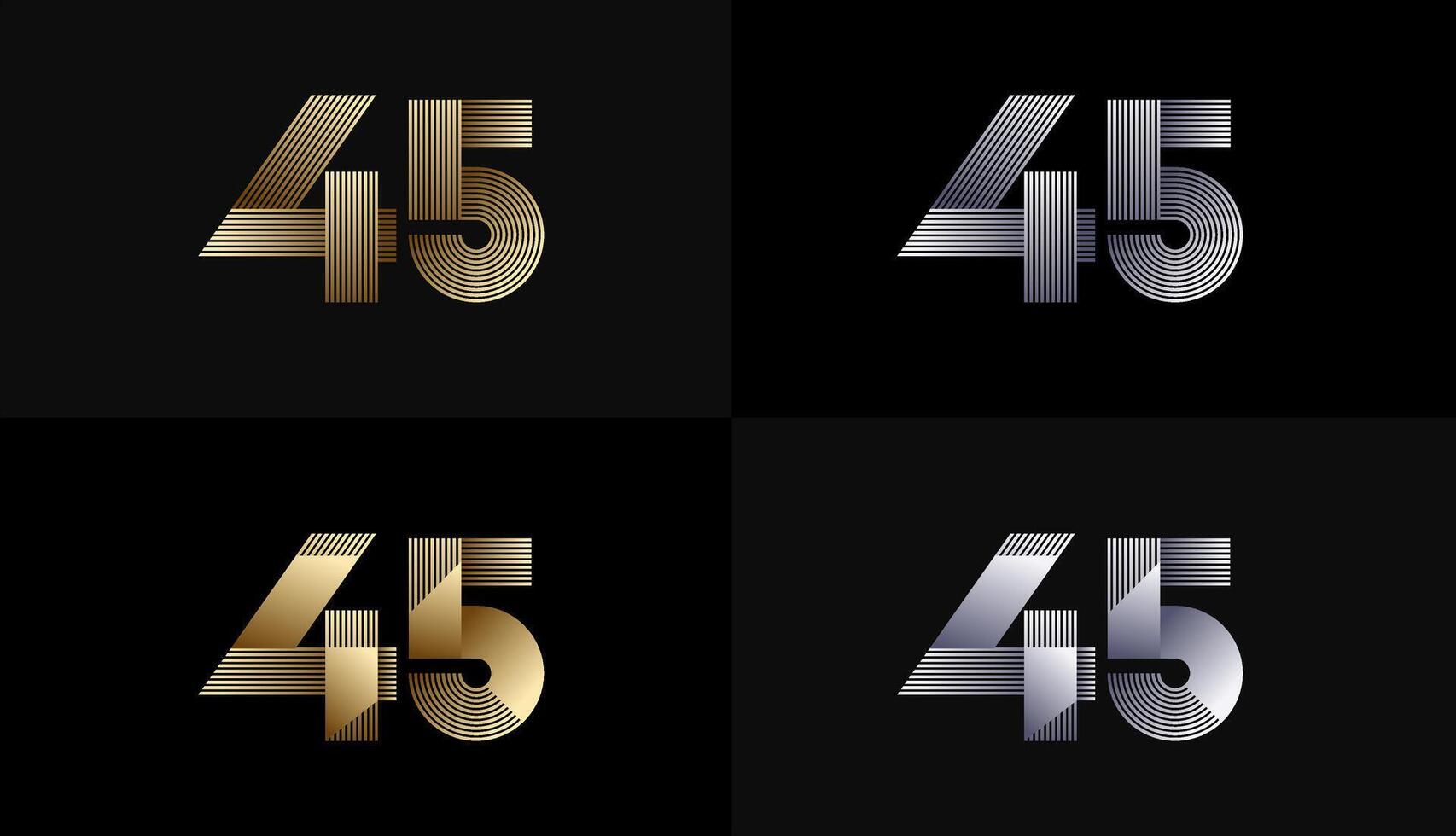 Number Design Line Stripes in Luxury Gold 45th, 45th Years Anniversary with Gold Metallic Line ,Luxury, Line and shape concept. vector
