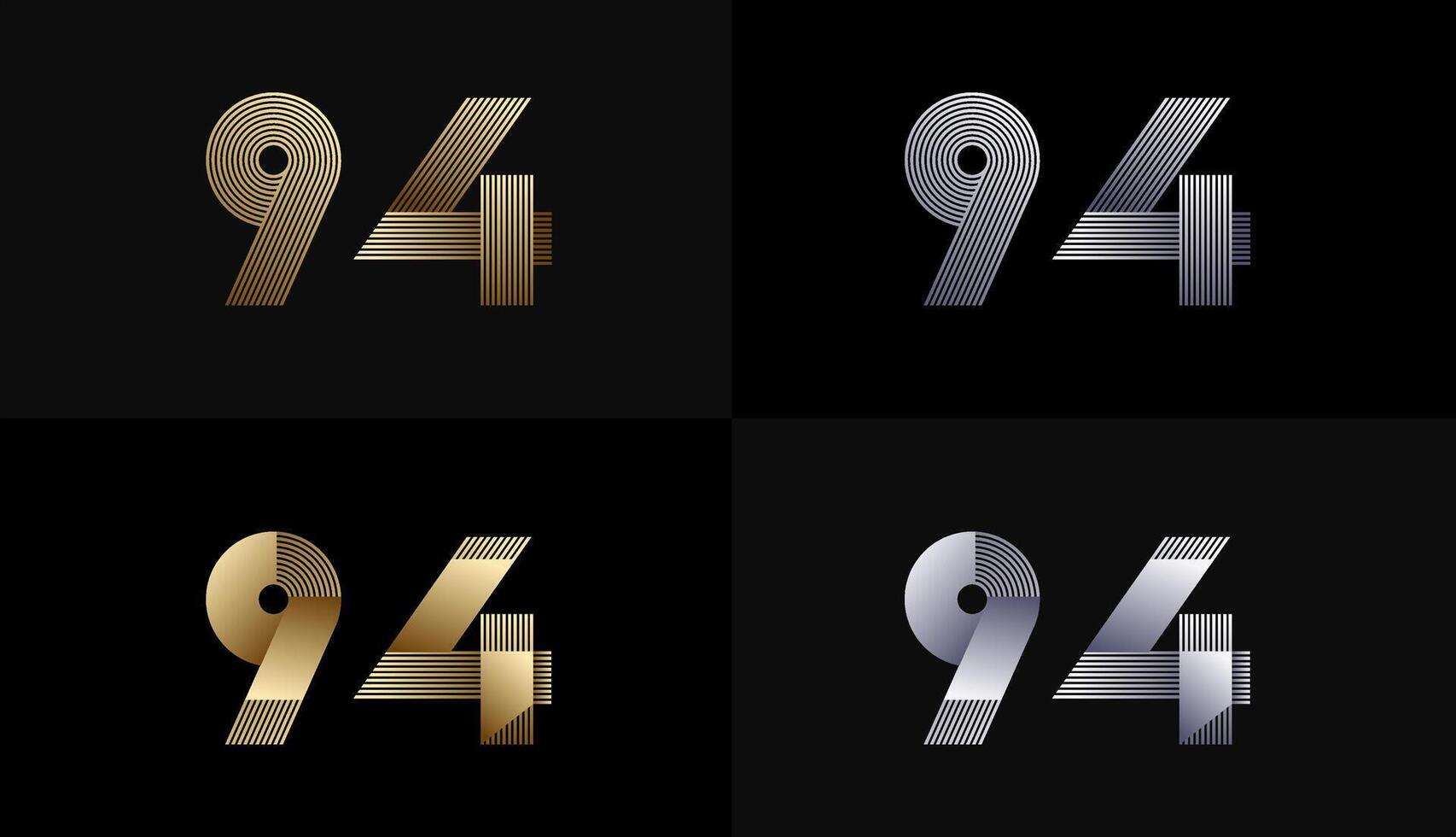 Number Design Line Stripes in Luxury Gold 94th, 94th Years Anniversary with Gold Metallic Line ,Luxury, Line and shape concept. vector