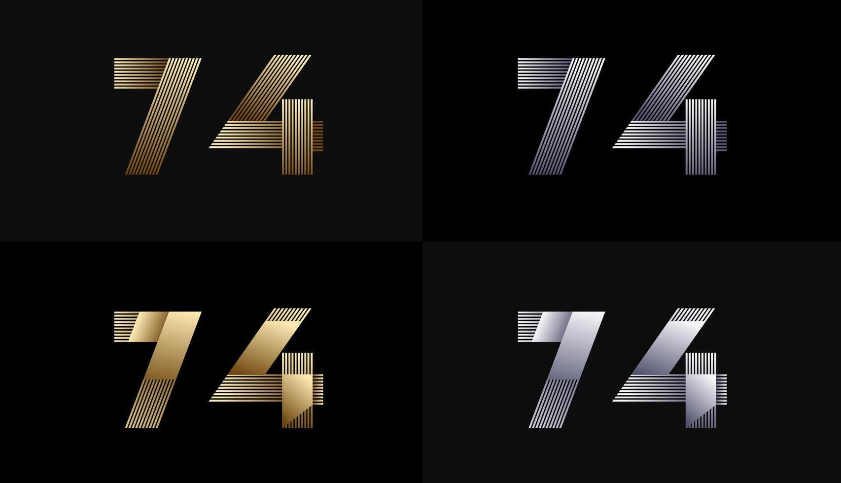 Number Design Line Stripes in Luxury Gold 74th, 74th Years Anniversary with Gold Metallic Line ,Luxury, Line and shape concept. vector