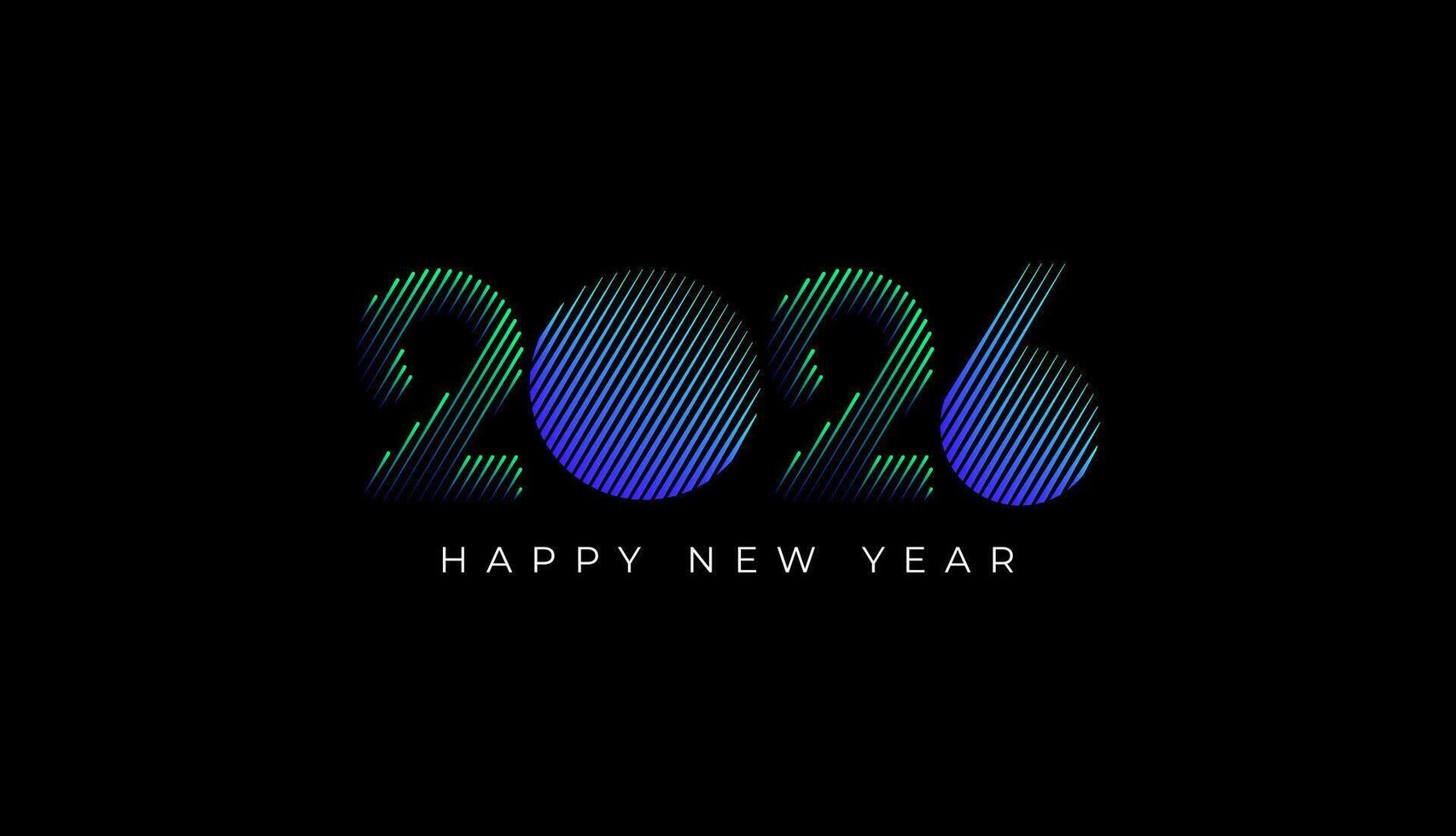 Happy New Year 2026 halftone stripes line in vibrant colour, celebration, greeting card, invitation, calendar concept. Design template post new year 2026. vector