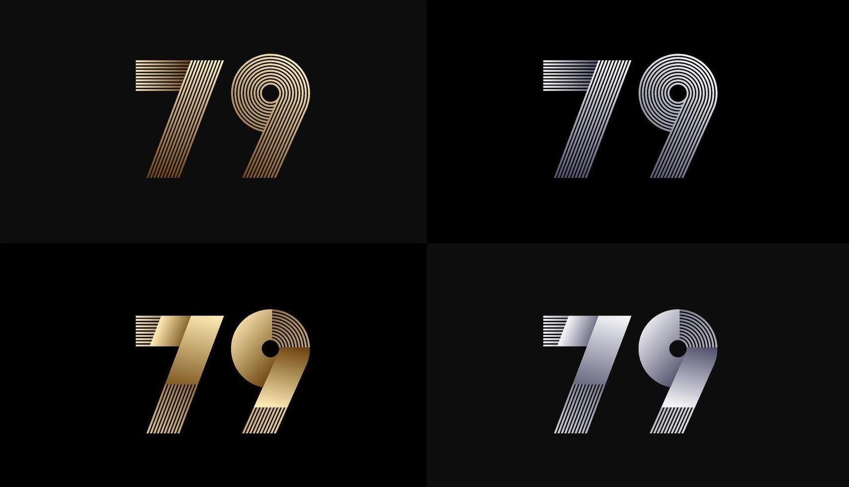 Number Design Line Stripes in Luxury Gold 79th, 79th Years Anniversary with Gold Metallic Line ,Luxury, Line and shape concept. vector