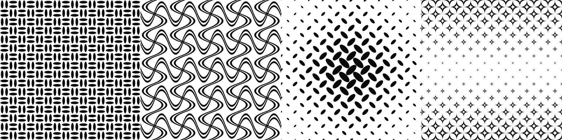 Black and white geometrical shape pattern set vector
