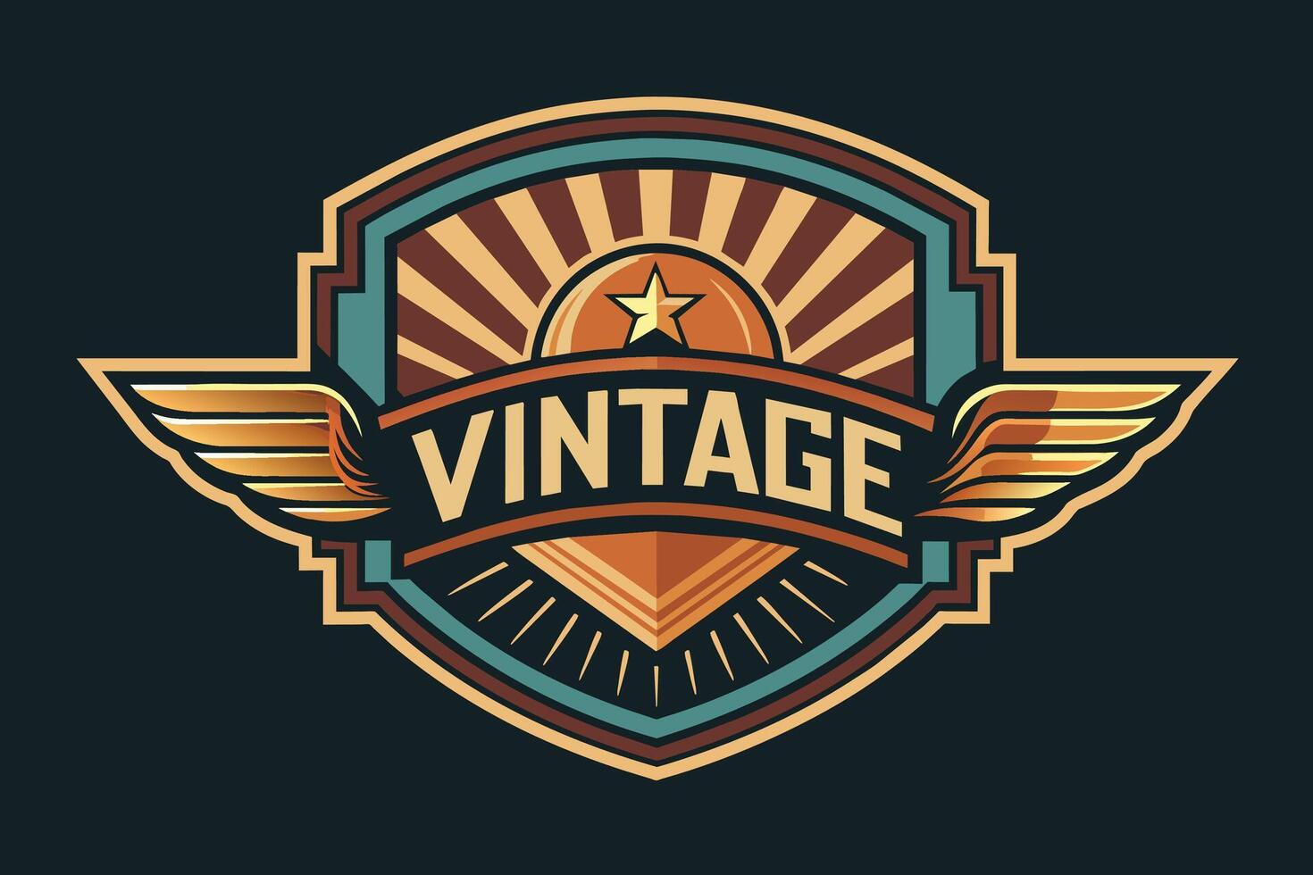 Vintage badge with wings and star vector