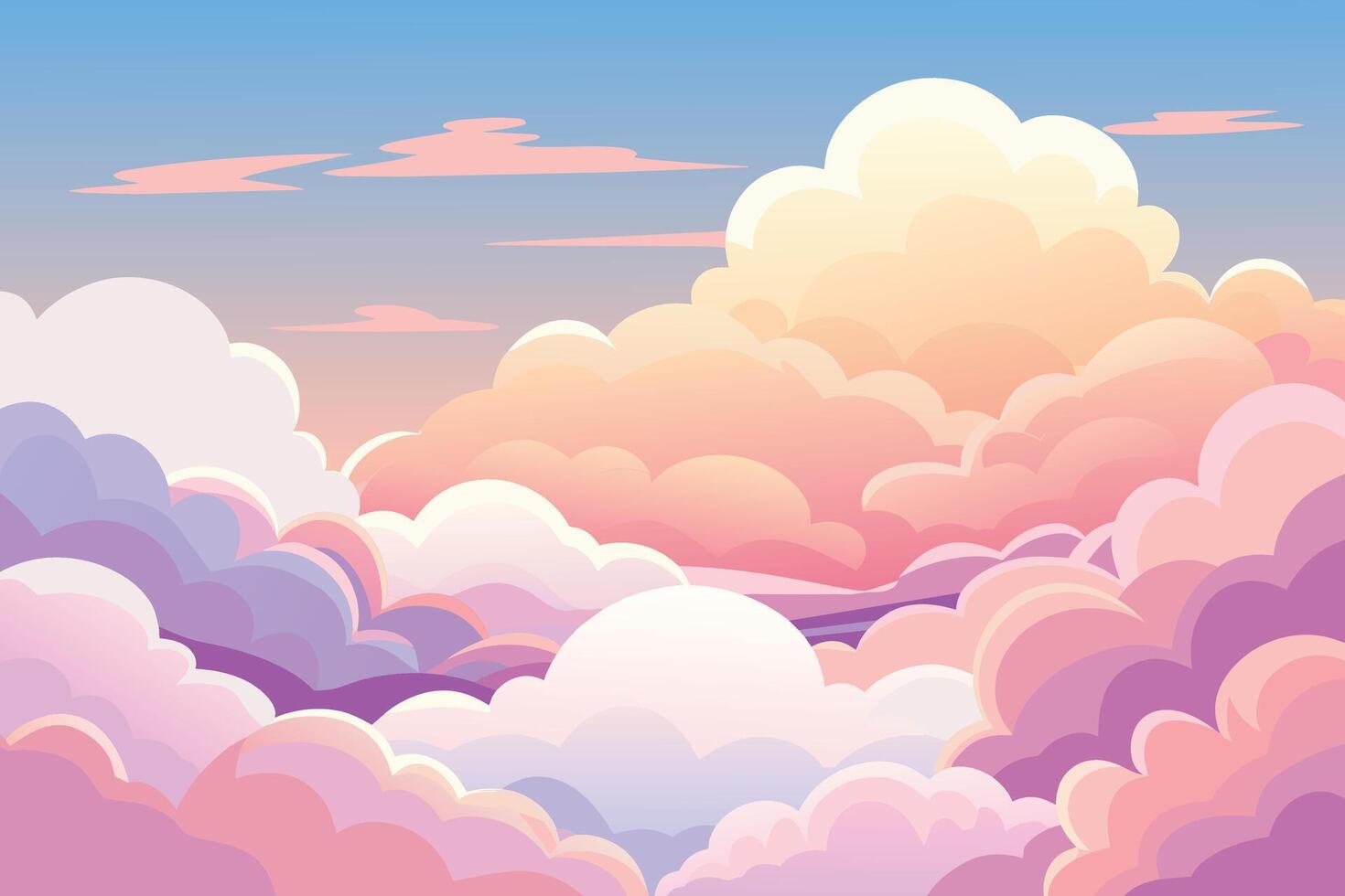 Clouds in the sky with a pink and purple background vector
