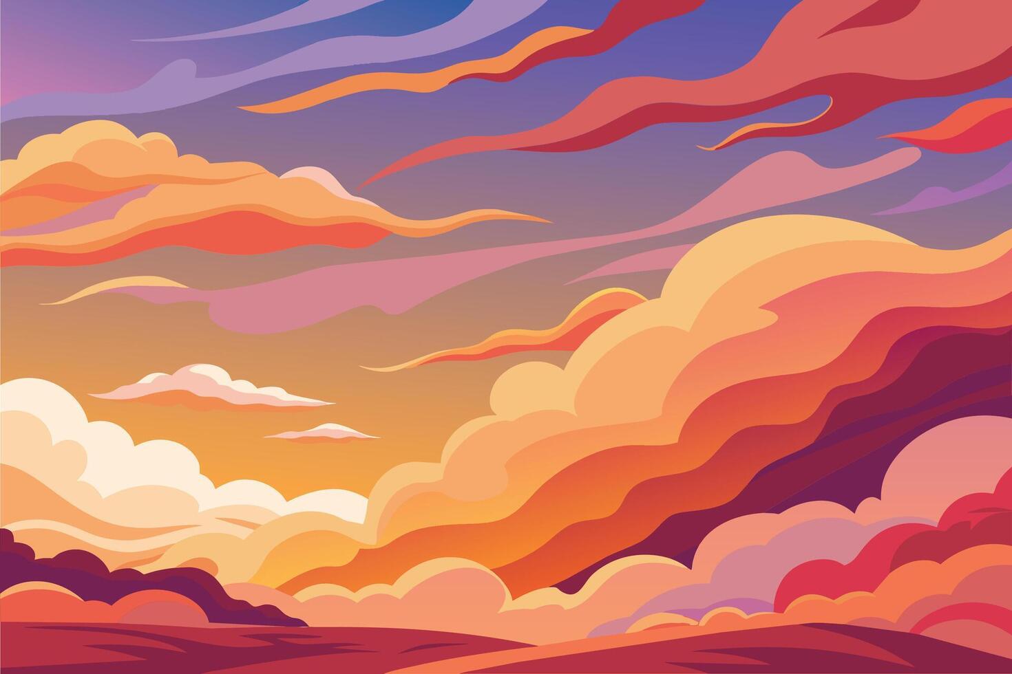 A colorful sunset with clouds and clouds vector