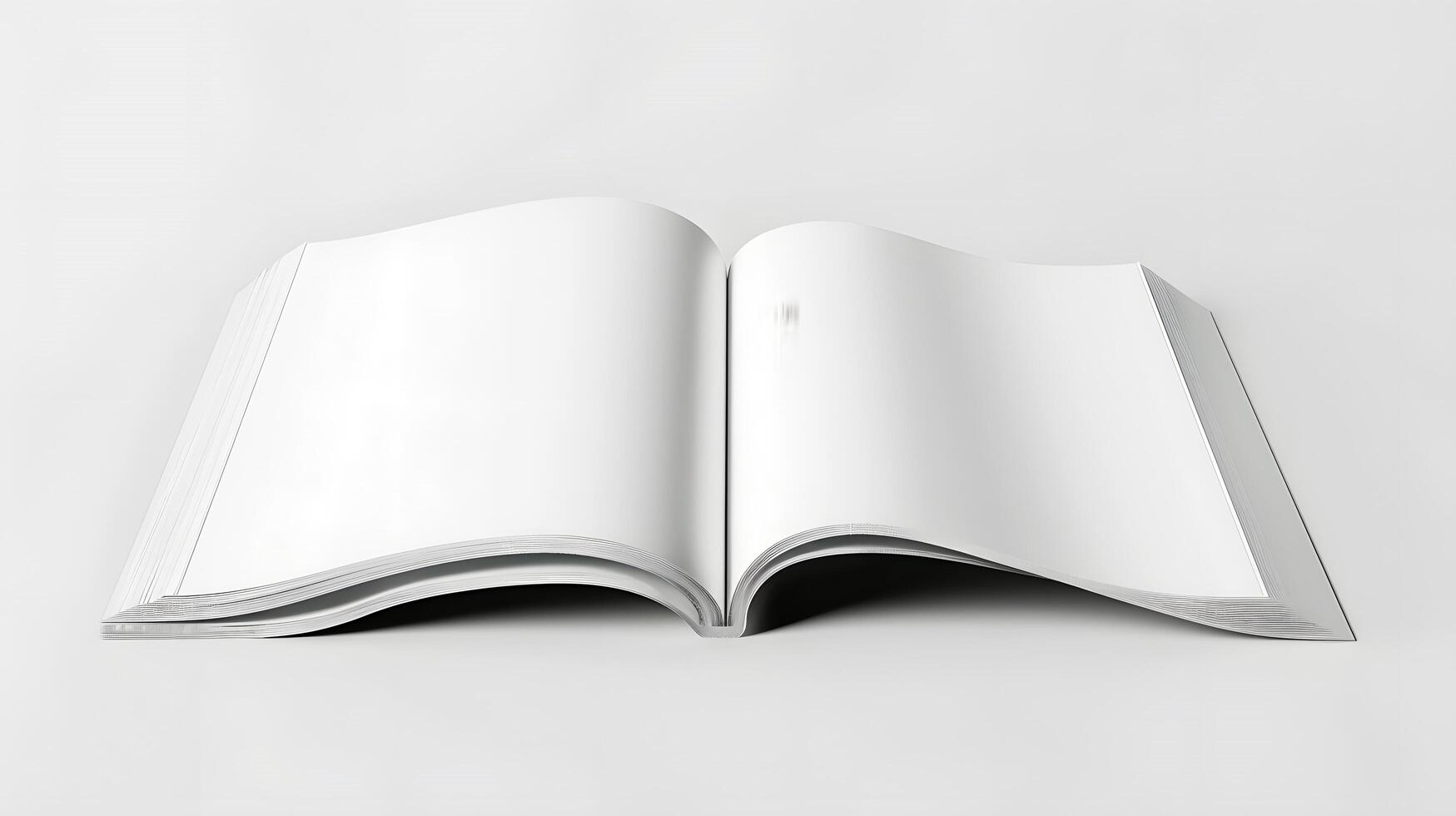 Open blank book with white pages ready for text photo