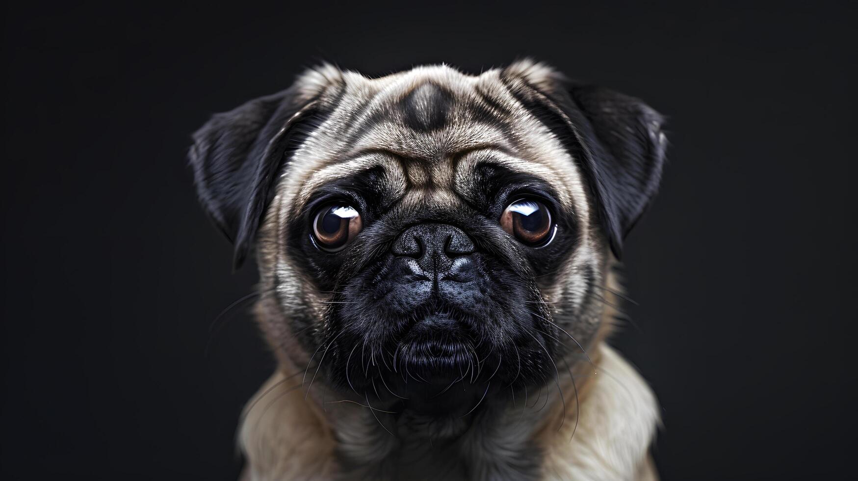 portrait of a cute pug dog with expressive eyes photo