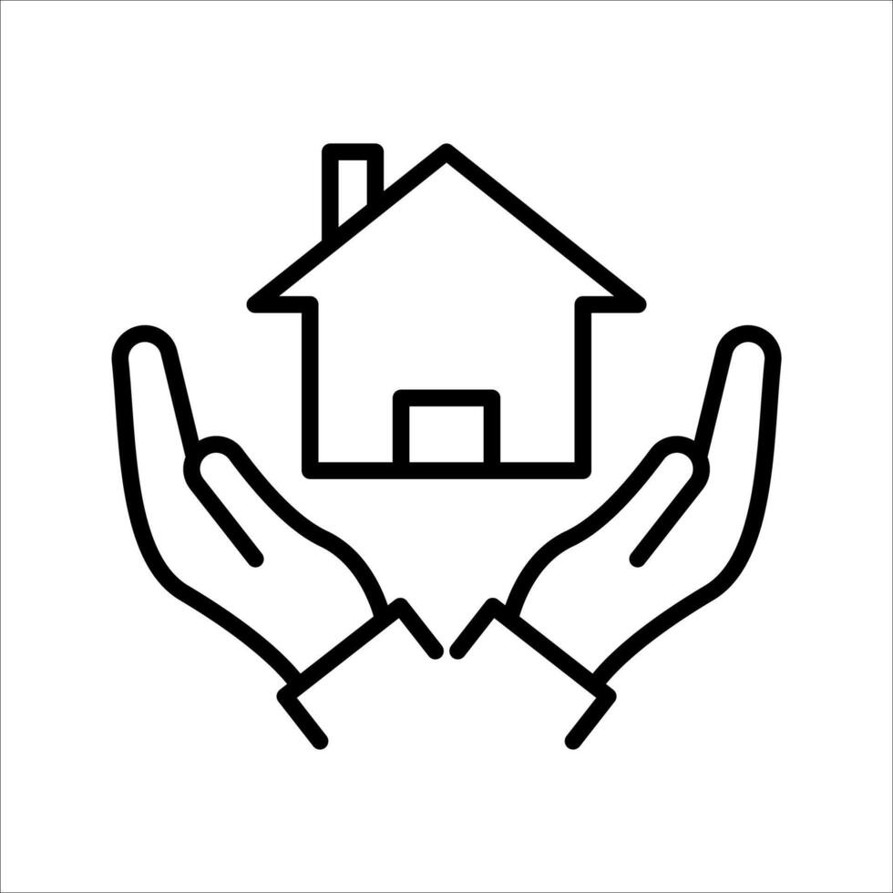 Hand holding up house Icon Symbol isolated white background. illustration. color editable. vector