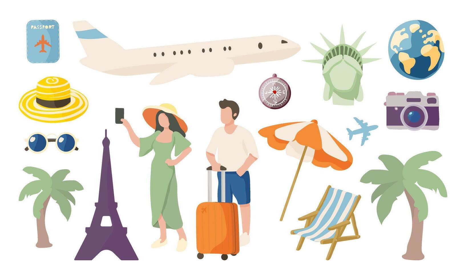 A collection of travel-related images vector