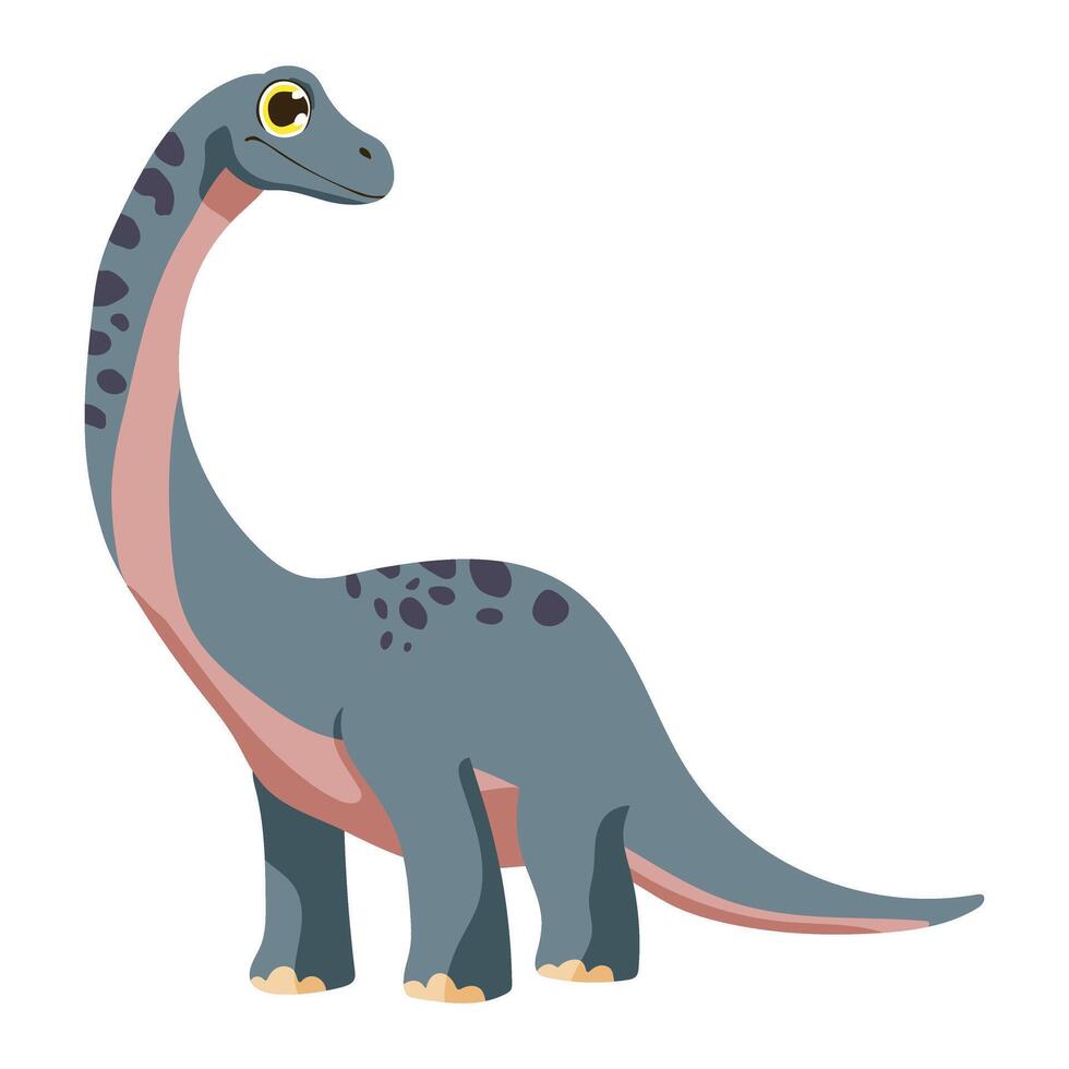 A cartoon dinosaur with a big head and a long neck. It has a big smile on its face vector