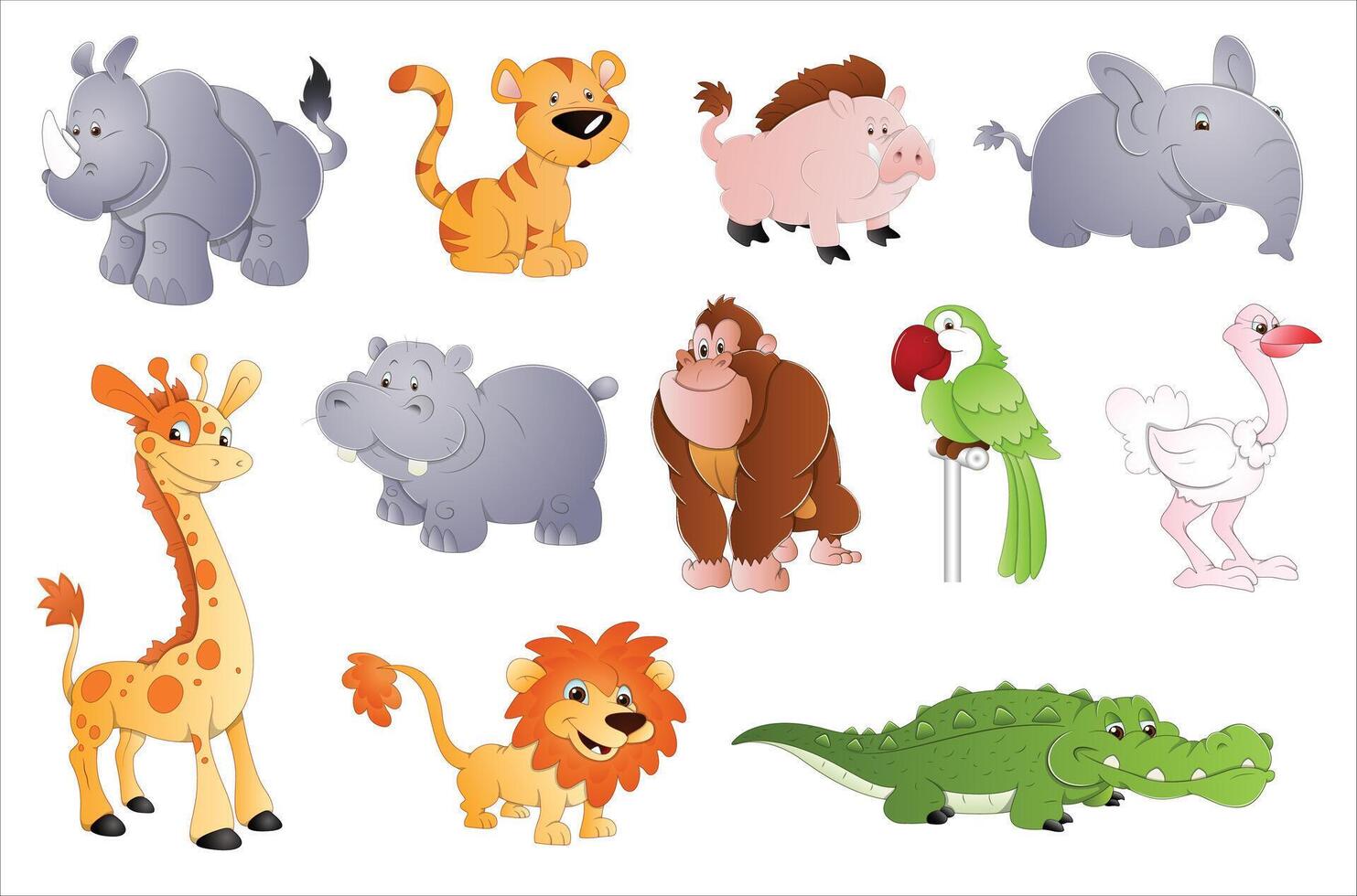 set of catroon animals vector