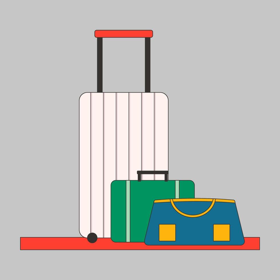 Suiutcase and Travel Bags Flat Illustration vector