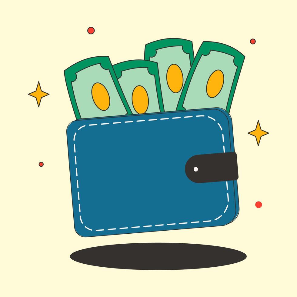 Wallet with Cash Illustration vector