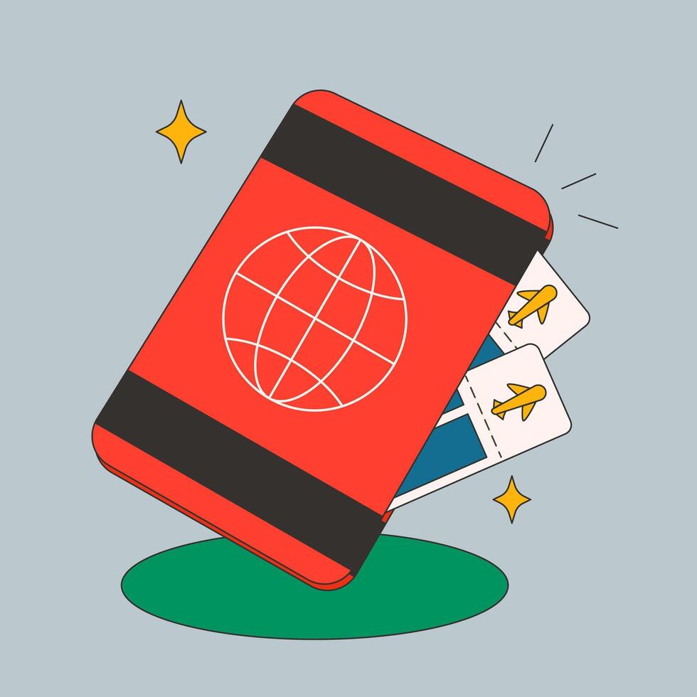 Passport and Flight Ticket Illustration vector